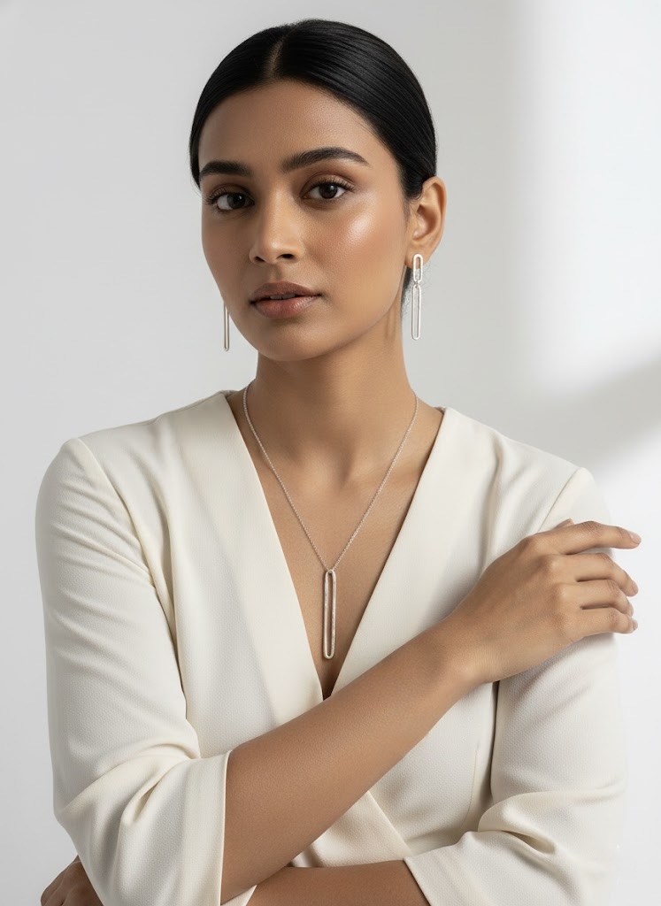 newpath silver long pendant necset